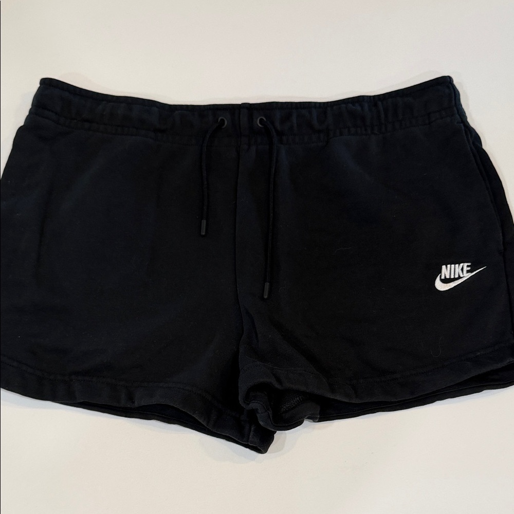 NIKE Black Women's Athletic Drawstring Shorts with White Swoosh
